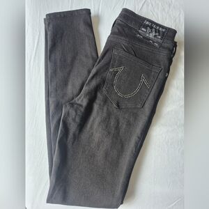 True Religion Halle Black Rhinestone High Rise Women's Black Skinny Jeans